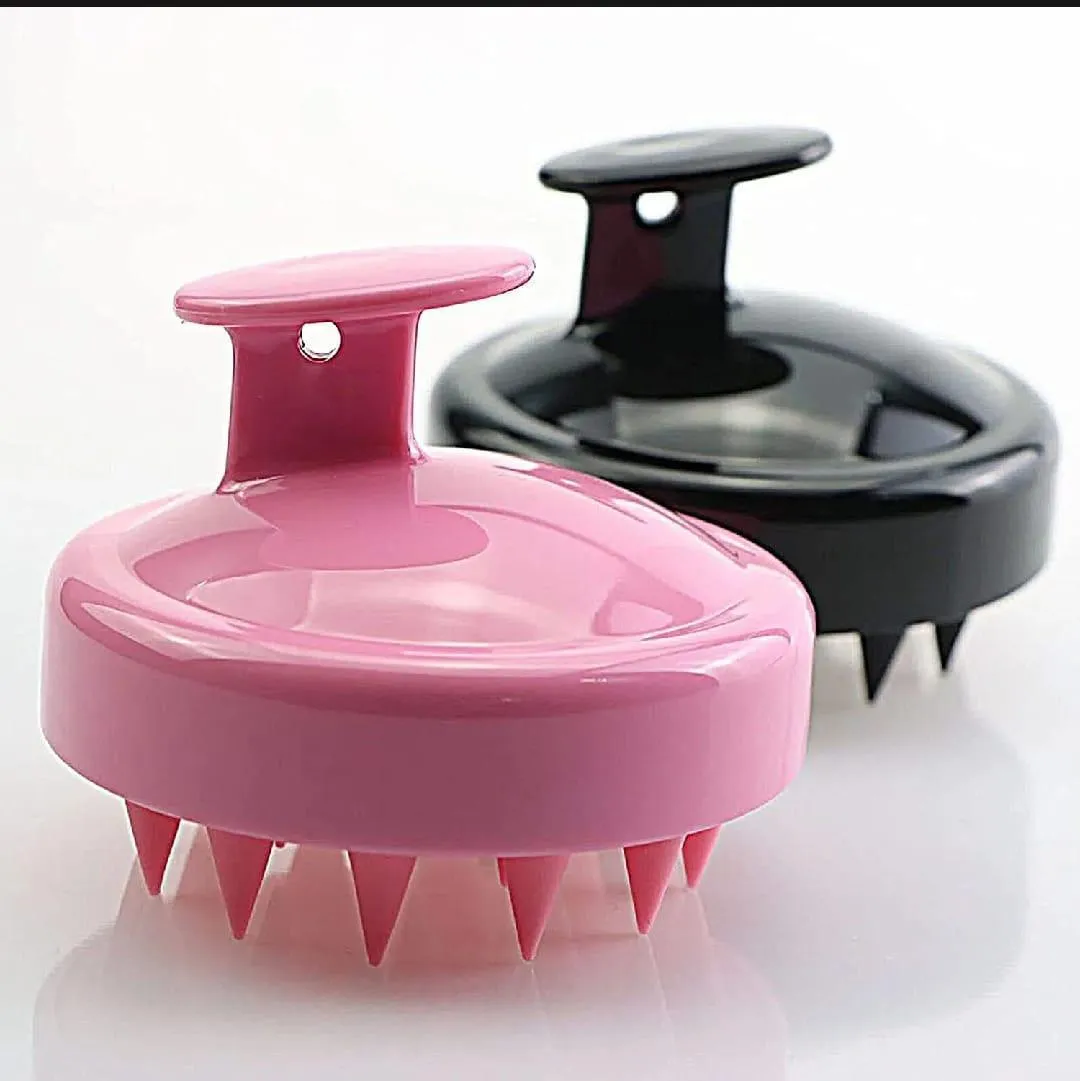 Silicone Scalp Massager Brush Pink Black - Image 7