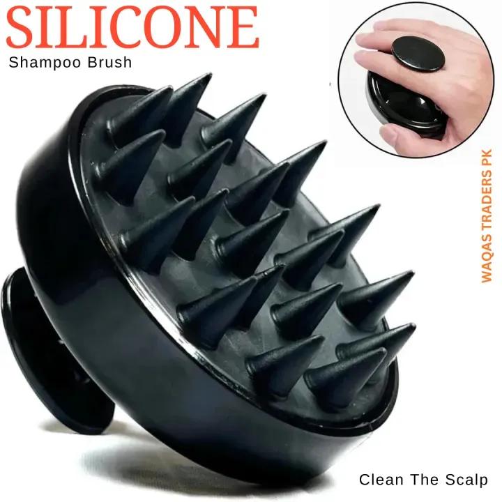 Silicone Scalp Massager Brush Pink Black - Image 6