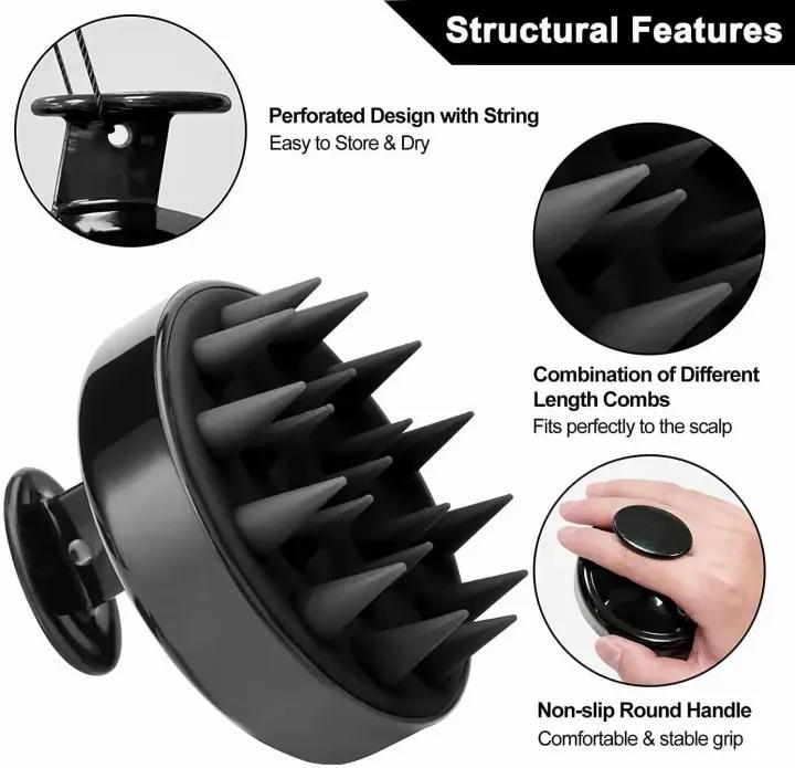 Silicone Scalp Massager Brush Pink Black - Image 5