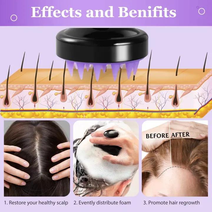 Silicone Scalp Massager Brush Pink Black - Image 4